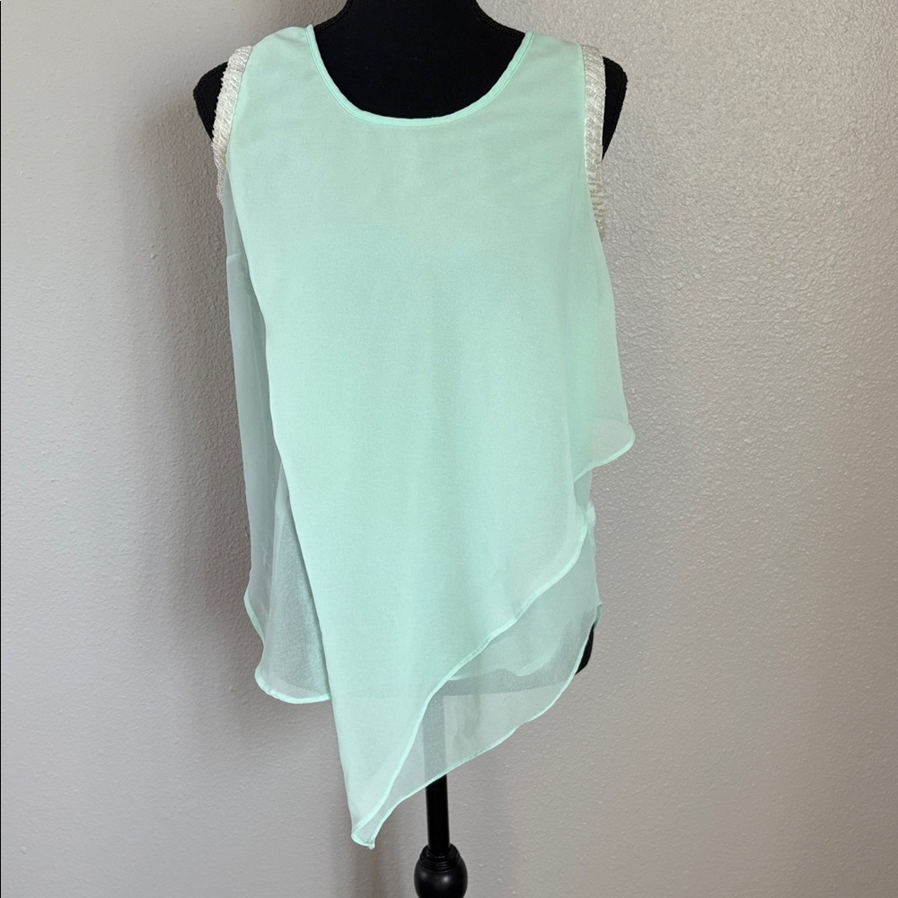 Xhilaration Mint Green Sheer Sleeveless Layered Blouse